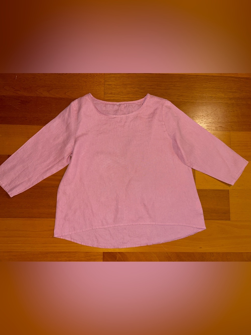 100% Linen Top Blouse Small Tunic Womens Langenlook Pink